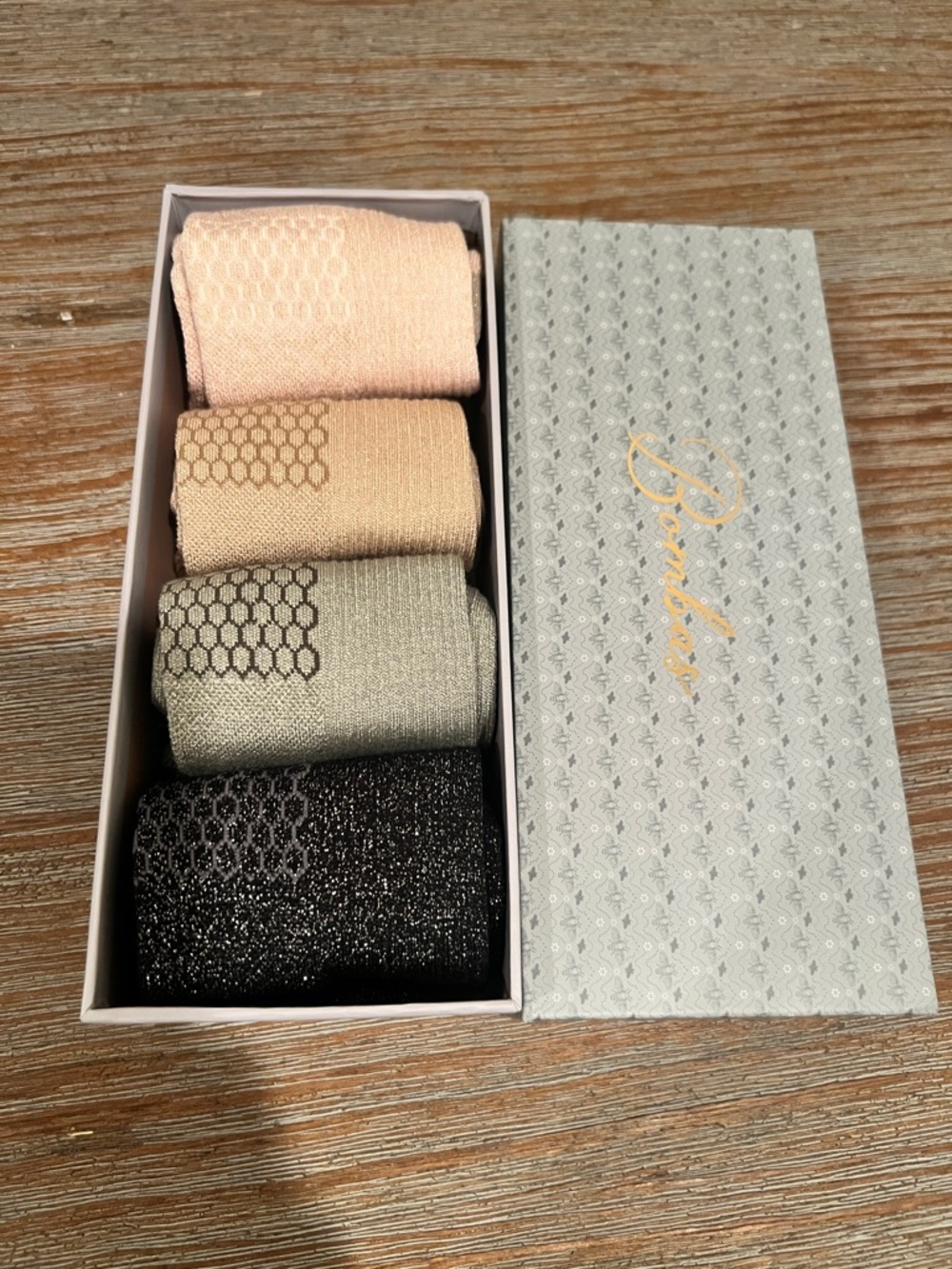 Bombas Four-Pack Crew Socks in Pink, Beige, Gray, and Black